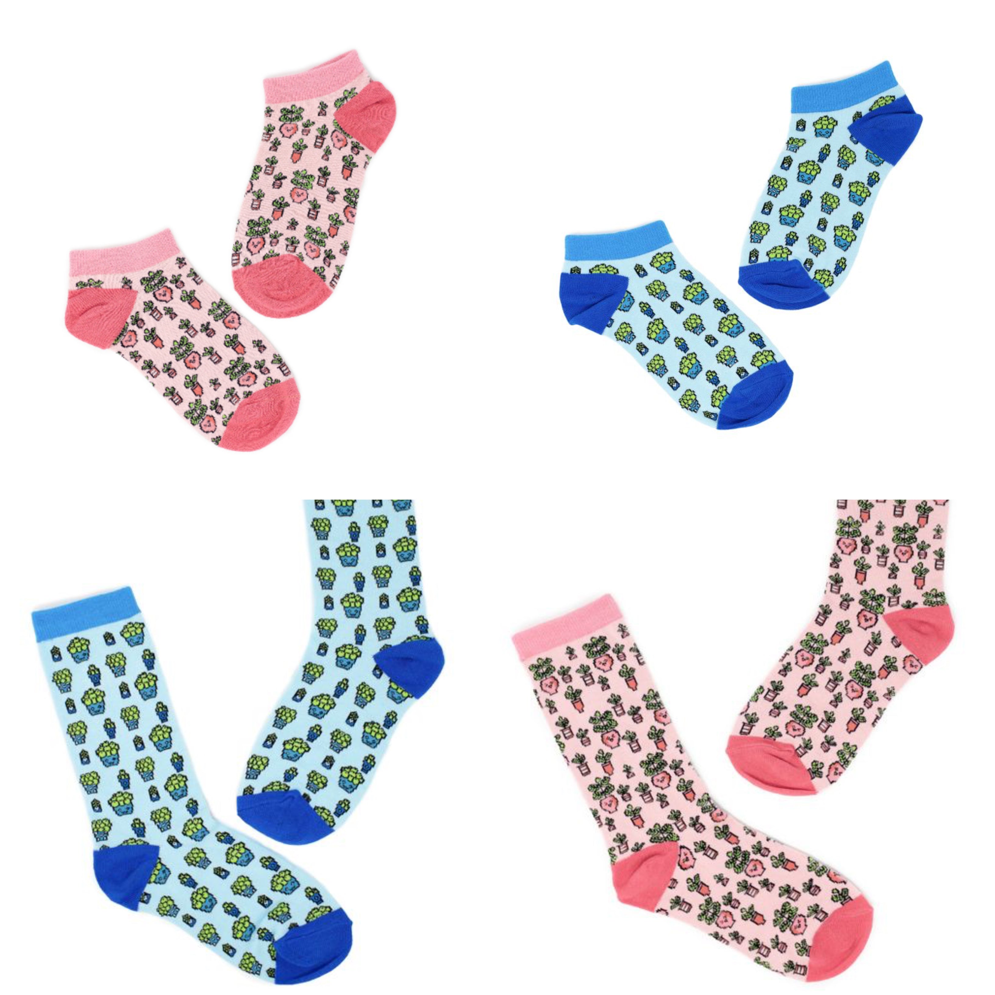 Pink Floral Print Socks|147022501