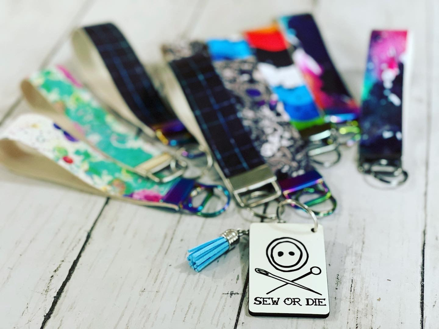 Vinyl Lanyard Wristlet Keychain Wrist Strap - RockerByeDestash Swag Rainbow Zodiac Galaxy