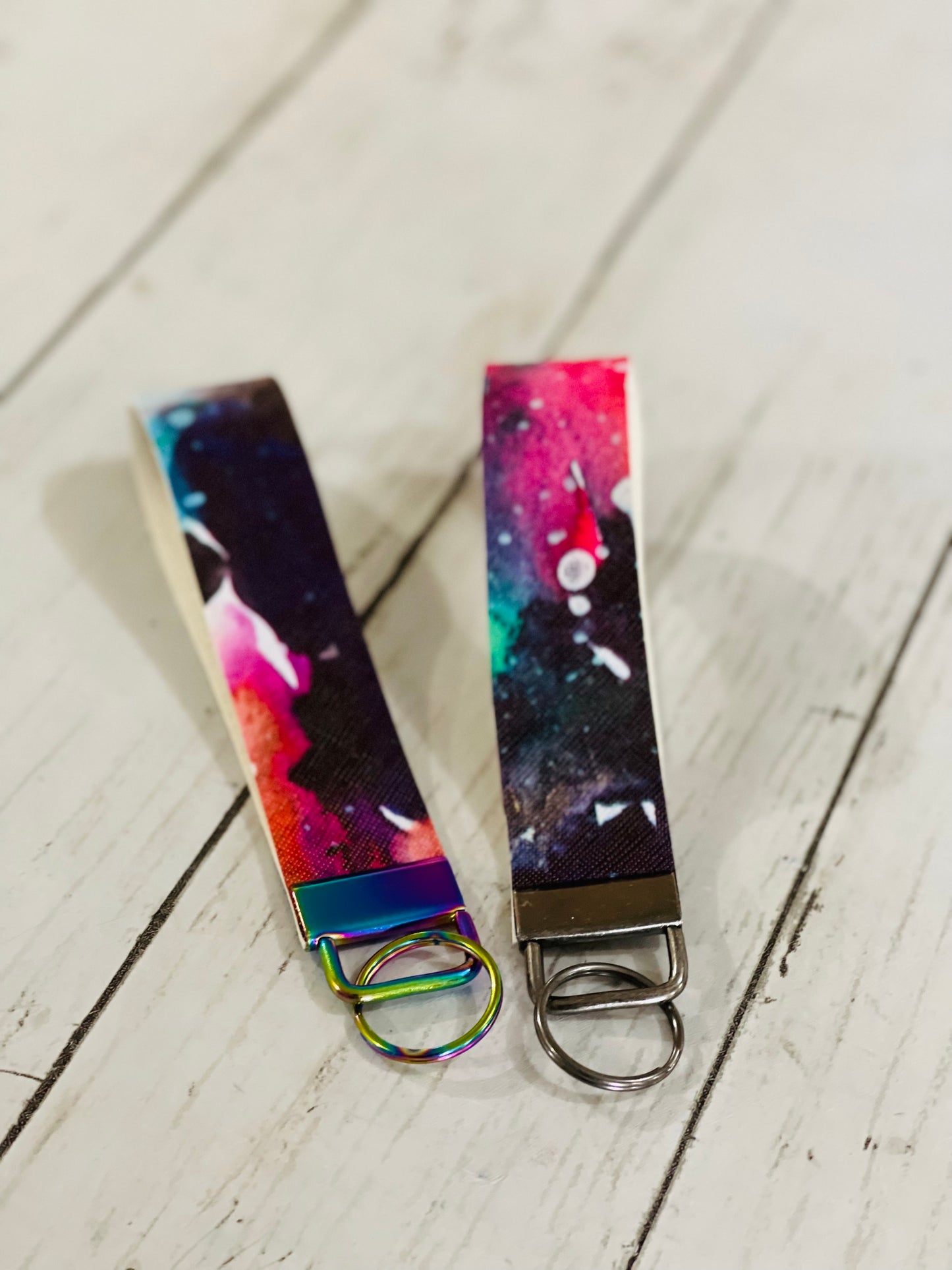 Vinyl Lanyard Wristlet Keychain Wrist Strap - RockerByeDestash Swag Rainbow Zodiac Galaxy