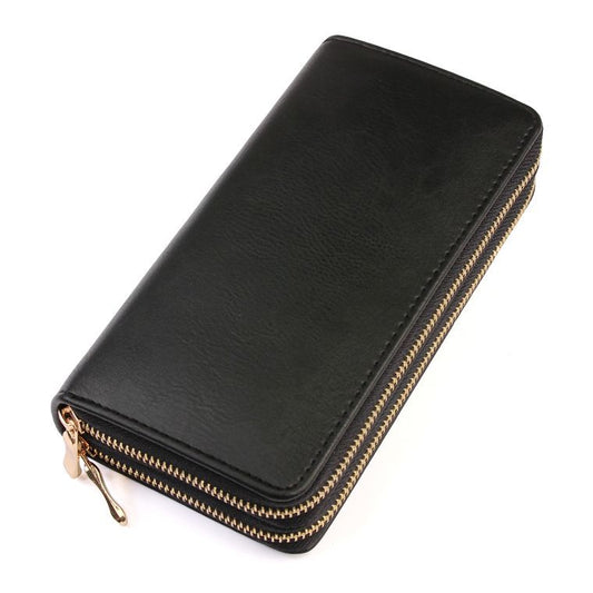 BLACK HDG2000 - DOUBLE ZIPPER WALLET by MYS Wholesale